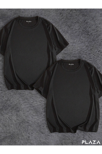 Plaza Butik Tricou dublu oversize de bază de culoare uni