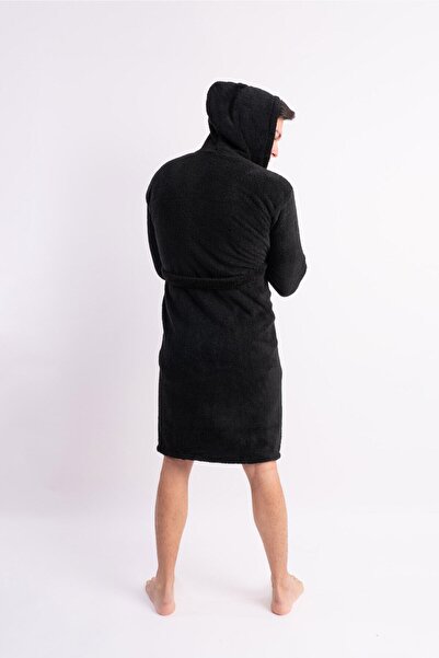 Sweets Collection Μαύρη φόρεμα Unisex με μακριά κουκούλα Welsoft Plush