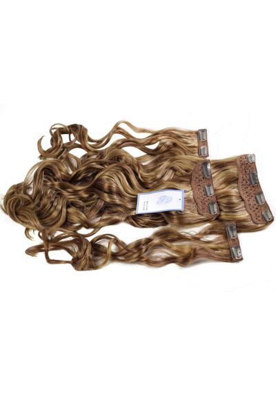 AYTUĞ PERUK Kumral Sarı Röfleli Dalgalı Çıt Çıt Takım Uzun Dalgalı Sentetik Çıt Çıt Takım Rkp3578b-p12c.30b