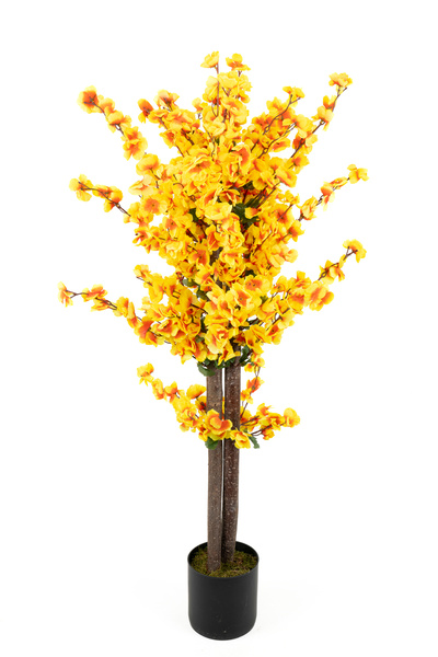 YAPAY ÇİÇEKÇİNİZ Ιαπωνικό ξύλο άνοιξης 120 εκ. σε πορτοκαλί κίτρινο χρώμα σε μαύρη γλάστρα
