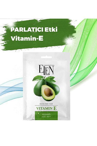 ELEN COSMETİCS Face Mask Vitamin E 25 gr Sheet Mask Brightening Effect Intensive Nourishing