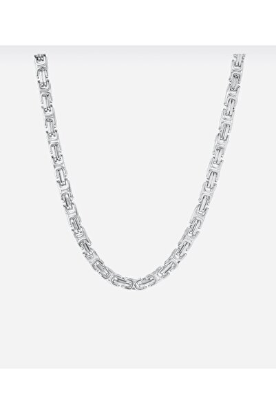 stainless steell Gümüş Rodyumlu Kararmaz Erkek Kral Zinciri Kolye