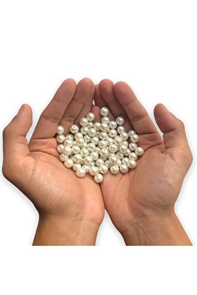 KL HOME 10 مللي متر 50 جرام لون كريمي خرز زجاجي لؤلؤي ، خرز للمجوهرات