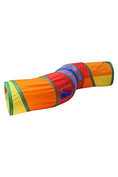 Herniks Curved S-Shaped Foldable Rainbow Cat Tunnel 123cm