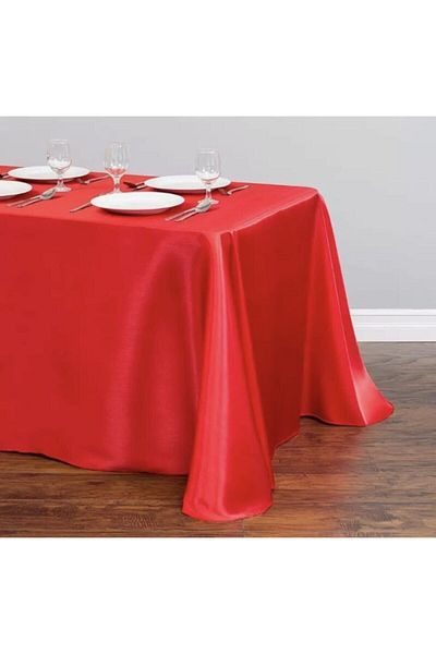 MER HOME Red Satin Tablecloth