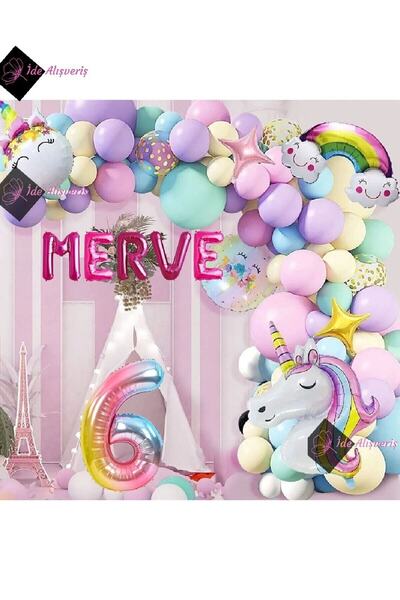 Bkmc Σετ γιορτής γενεθλίων με 5 γράμματα 6 Years Old Rainbow Concept Unicorn ...