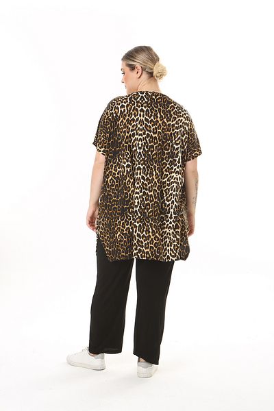 XL Modam WOMEN'S LARGE SIZE LEOPARD PATTERNED LYCRAL TUNIC