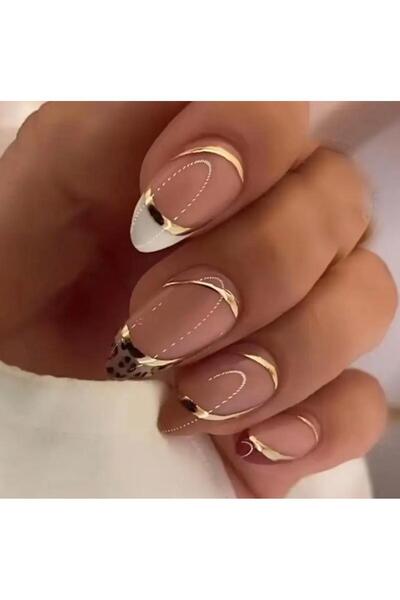 Mira 24'LÜ TAKMA TIRNAK -ASİMETRİK ÇİZGİLİ-SİYAH-BEYAZ VE YALDIZLI