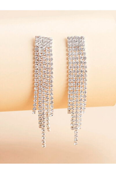 Mupten 5 Sıra Zirkon Taşlı Su Yolu Motifli Sallantılı Abiye Küpe