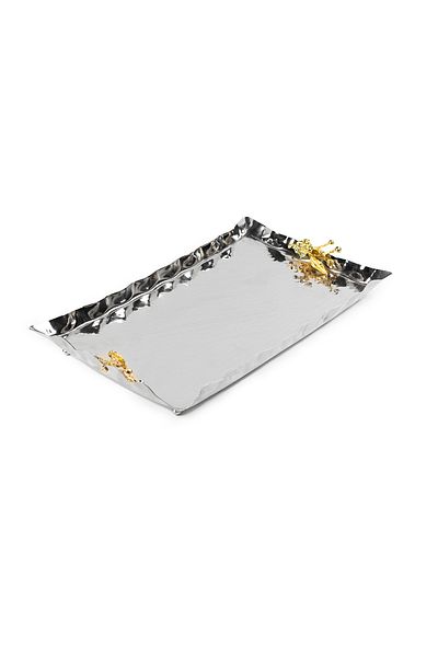 ANTEPSEPETİ Silver Plated Forged Copper Tray 32cm