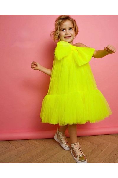 Asel Kids GIRL'S PARTY BOW DETAILED TULLE DRESS