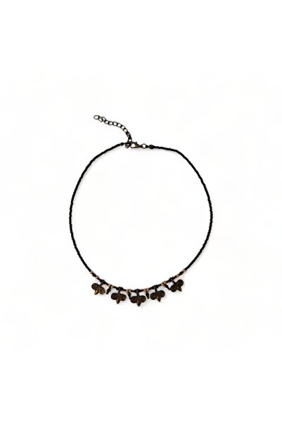 Hedea قلادة من الحجر الطبيعي بصف السماء الداكنة من البرونز للنساء