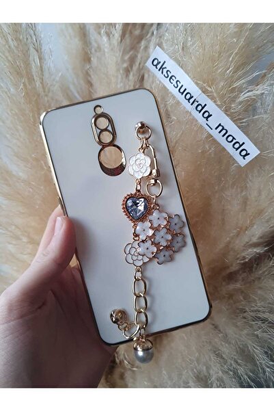 Aksesuarda Moda HUAWEİ Mate 10 Lite Uyumlu Çiçekli Taşlı İncili El Geçmeli La...