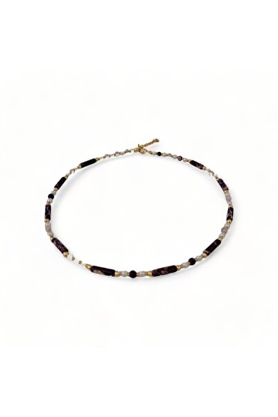 Hedea قلادة متلألئة من الحجر الطبيعي باللون الأرجواني