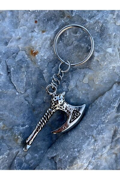 Piercing Market Steel & Silver Viking Axe Figured Keychain and Bag Ornament 3D
