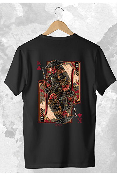 Storepoint تيشيرت ساموراي أسود كبير الحجم للجنسين