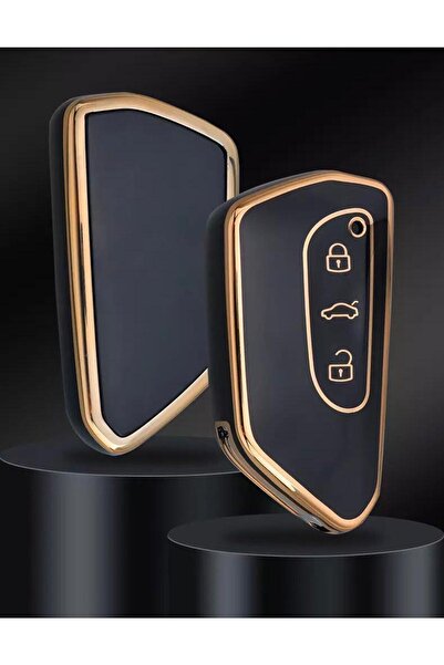 AYZ GARAGE حافظة مفاتيح سوداء مصنوعة من مادة TPU من فولكس فاجن سيات سكودا (حافظة جديدة)