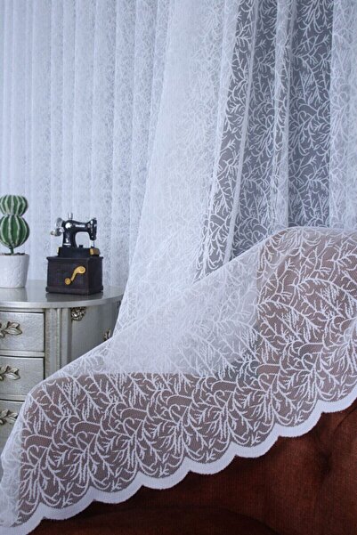 Genel Markalar Lüks Örme Tül Perde Pati Desen 1/3 Sık Pile