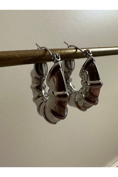 ringbox Silver Color Steel Tarnish Resistant Knotted Hoop Earrings