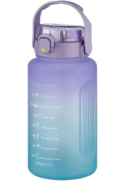 Vagonlife Large Size 2000ml 2litre Use with/without Straw Double Color Softtouch Motivation Flask