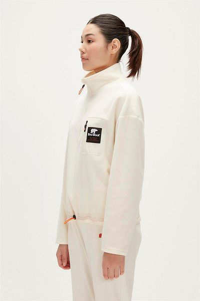Bad Bear Eva Half-Zip Marshmallow White Half-Zip Women's Fleece Sweatshirt