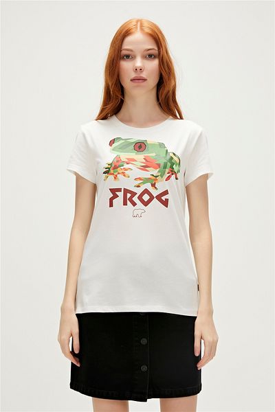 Bad Bear Frog T-shirt Off-white White Printed Women's T-Shirt