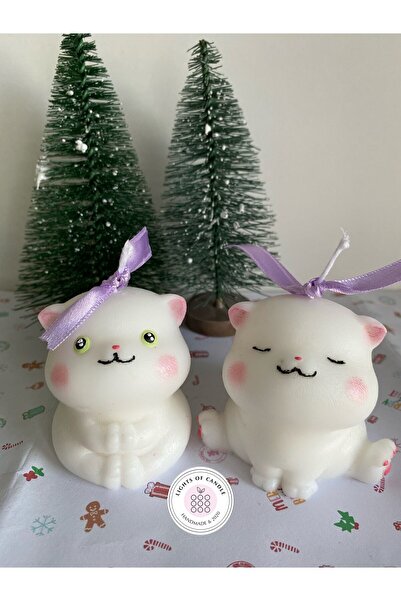 lıghts of candle handmade & 2020 Sevimli Kedicik Kedi Figürlü 2’li El Yapımı ...