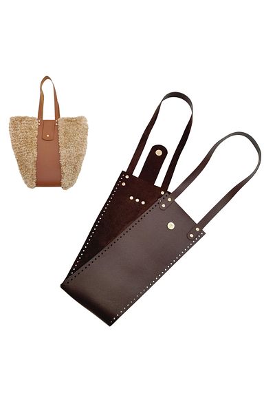 angel çanta aksesuar Angel Bag Accessory Faux Leather Bucket Model Dark Brown Bag Leather Set Light Gold Metal