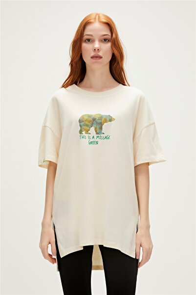 Bad Bear إعادة إصبع إعادة تدوير الخطمي الأبيض تي شيرت مطبوعة المرأة تي شيرت