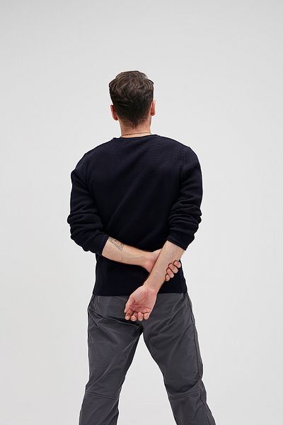 Bad Bear Dapple Knit Navy Blue Crew Neck Men's Knitwear Sweater