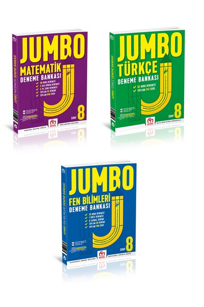 Model Eğitim Yayınları - 8.Sınıf Jumbo Matematik + Türkçe + Fen Bilimleri Deneme Bankası (3 Kitap)