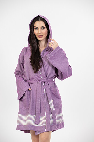 Eselba Mor Bambu Kadın Peştamal Bornoz/sabahlık S/m