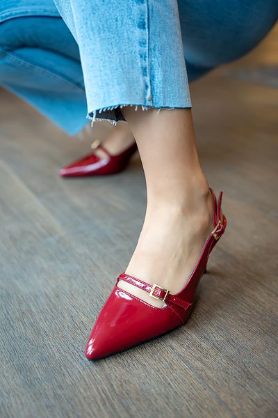 LAMİNTA Pantofi cu toc pentru femei Sonja Burgundy cu cataramă