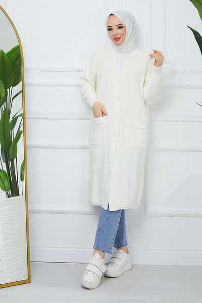 Pamuk Butik سترة نسائية محبوكة بأزرار وجيوب