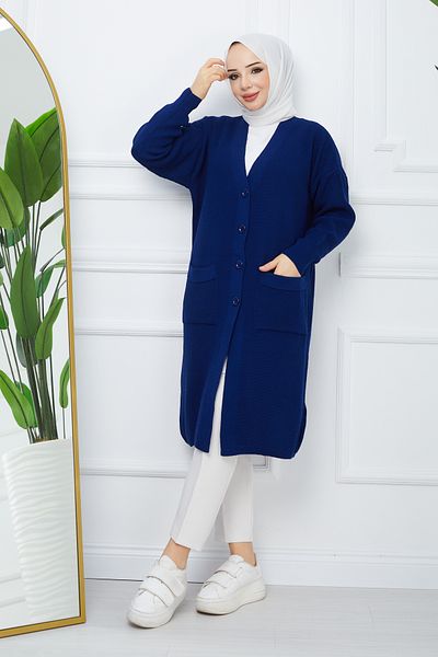Pamuk Butik Γυναικεία Πλεκτή Ζακέτα με Κουμπιά Κλείσιμο Τσέπης