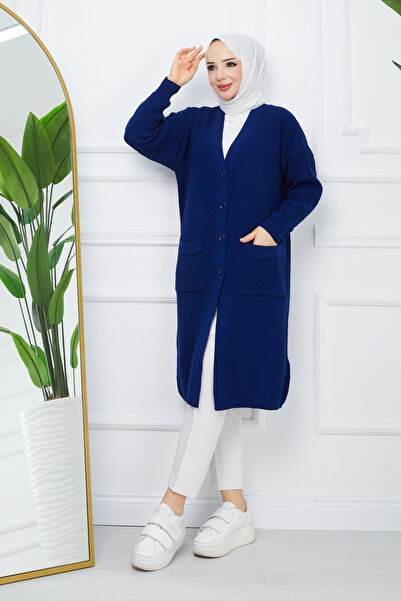 Pamuk Butik Women's Button Closure Pocket Knitwear Cardigan