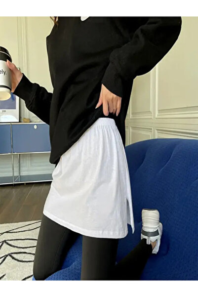 Neşe Erim Penye Kumaş Yırtmaçlı Uzatma Eteği Etekmatik Gömlek Etek