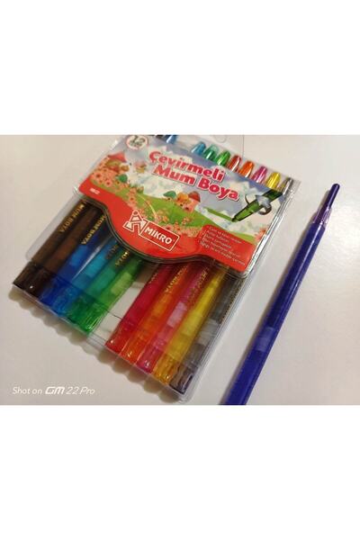 Mikro 12 Renk Çevirmeli Mum Boya Uzun