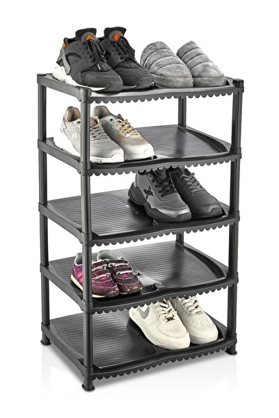 VALENT 5 Katlı Ayakkabılık Büyük Siyah 10 Bölmeli Ayakkabı Düzenleyici