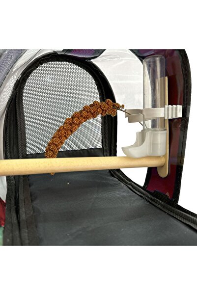 Tropheus Suluklu Kuş Taşıma Çantası (tahta Tünekli) Kırmızı Renkli (33cmx23cmx22cm) Daldarı Hediye