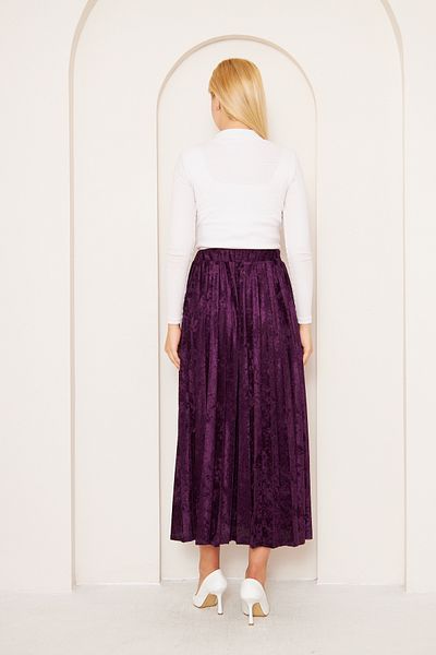 comstar Purple Lined Velvet Long Skirt, Velvet Skirt, Lined Skirt, Long Skirt