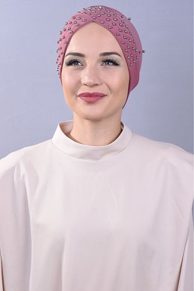 Melodi Scarf Women's Hijab Pearl and Stoned Pool Outer Bonnet Plum
