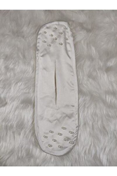 Elvinege Aksesuar Pearl Detailed Satin String Knob Buckle