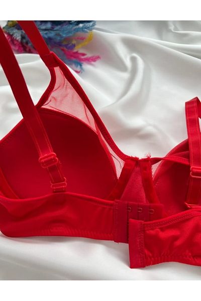 Liza Gauze Detailed Women's Underwire Unbuttressed C Cup Gathering Bra