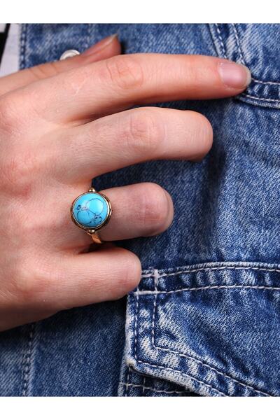 esha Doğal Taş Firuze Doğal Taşlı Ayarlanabilir Kadın Yüzük