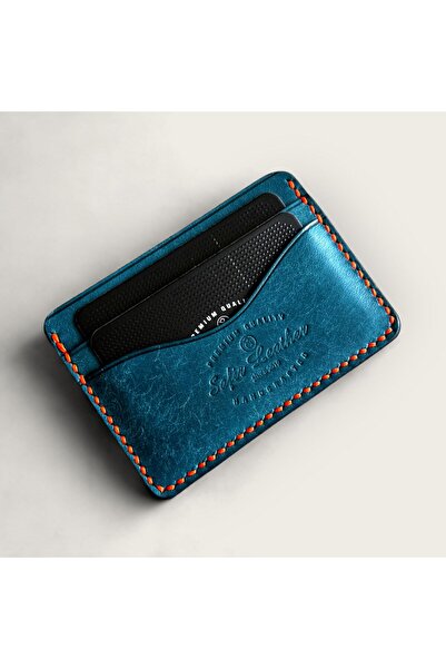 DeriBoss Milano Turquoise Genuine Leather Minimal Card Holder