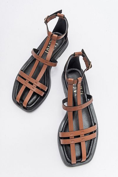LuviShoes ODEIL Tan Genuine Leather Women's Sandals