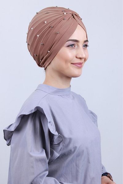 Melodi Scarf Women's Hijab Pearl and Stoned Vera Outer Bonnet Mink