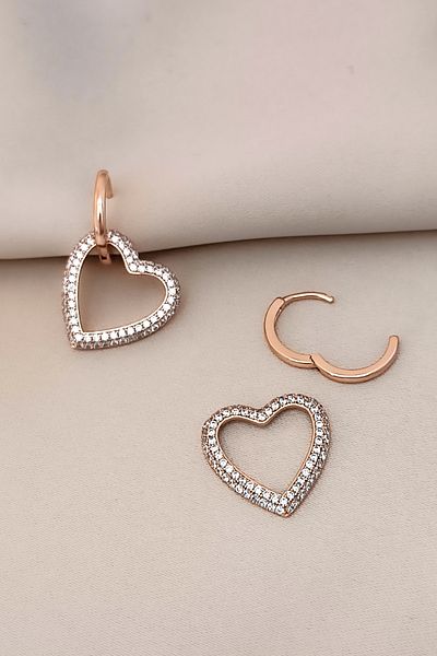 COSİTA Zircon Stone Heart Snap Clip Luxury Modern Stylish Earrings