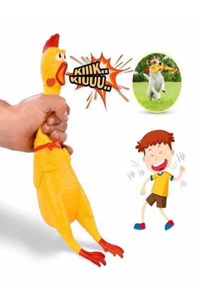 TUĞRA PET MARKET 30 cm Large Size Rooster Chicken Toy - Screaming Sound Toy for Dog Cat